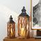 Glitzhome® Farmhouse Antique Diamond Wood & Metal Lanterns Set